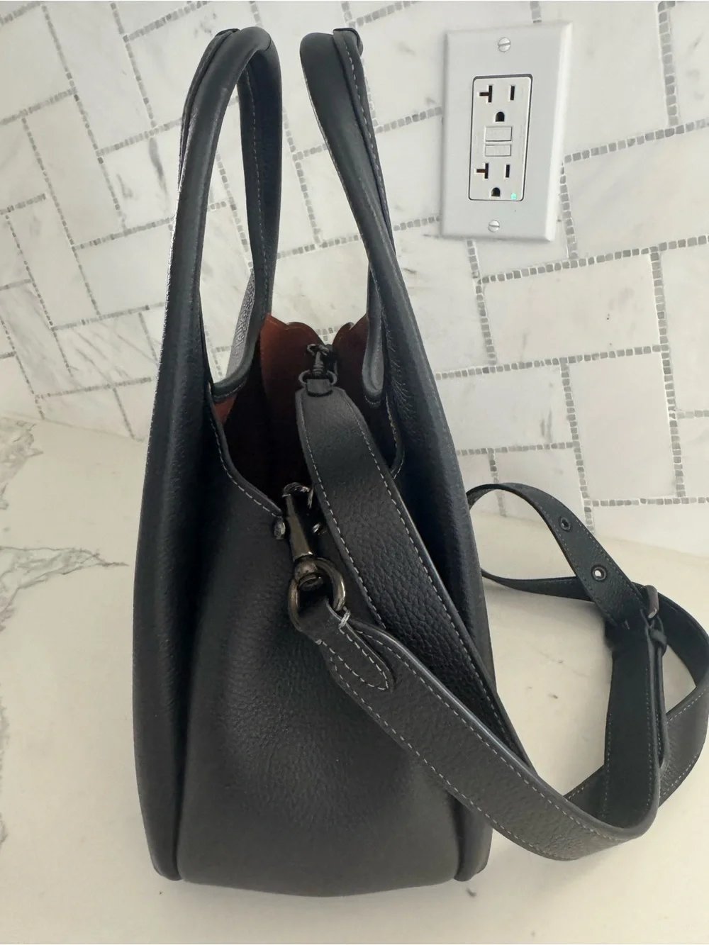 Coach Lana 23 Black on black Pebbled Leather Bag - Picture 6 of 12